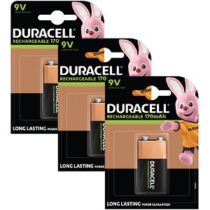 Duracell oplaadbare 9V batterij x 3