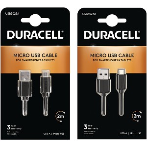 Duracell 1m+2m USB-A naar Micro USB Kabel