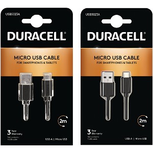 Duracell 1m+2m USB-A naar Micro USB Kabel