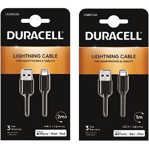 Duracell 1m+2m USB-A naar Lightning kabel
