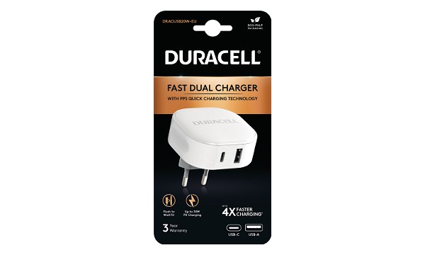 Duracell 30W USB-A + USB-C PPS Lader